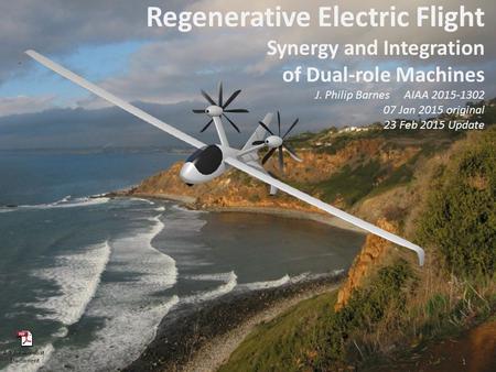 1 Regenerative Electric Flight Synergy and Integration of Dual-role Machines J. Philip Barnes AIAA 2015-1302 07 Jan 2015 original 23 Feb 2015 Update.