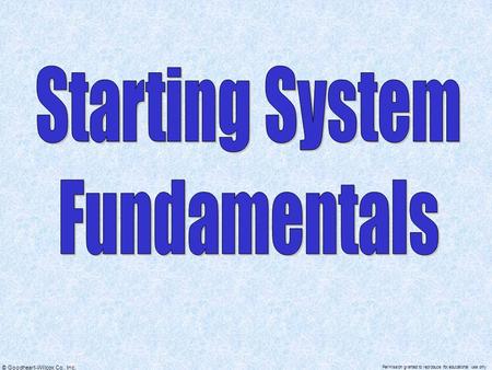 Starting System Fundamentals.