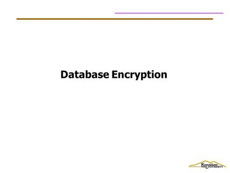 Database Encryption. Encryption: overview Encrypting Data-in-transit As it is transmitted between client-server Encrypting Data-at-rest Storing data in.