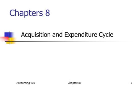 Chapters 8 Acquisition and Expenditure Cycle Accounting 4081Chapters 8.