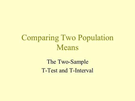 Comparing Two Population Means The Two-Sample T-Test and T-Interval.