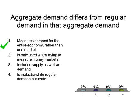Aggregate demand differs from regular demand in that aggregate demand