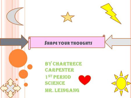 S HAPE YOUR THOUGHTS By Chartrece Carpenter 1 st period science Mr. Leingang.