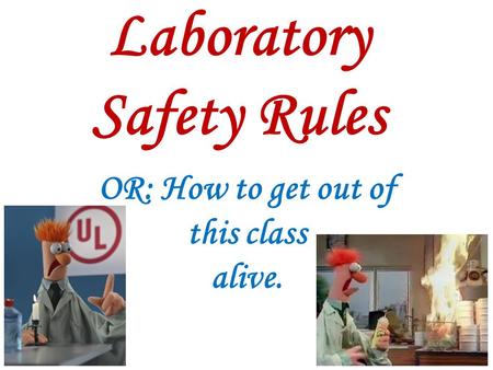 Laboratory Safety Rules OR: How to get out of this class alive.