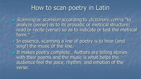 How to scan poetry in Latin