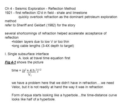 Ch 4 - Seismic Exploration - Reflection Method