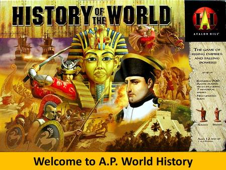 Welcome to A.P. World History. Course Description In A.P. World History we will explore key themes of world history, including interaction with the environment,
