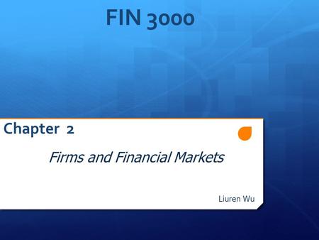 FIN 3000 Chapter 2 Firms and Financial Markets Liuren Wu.