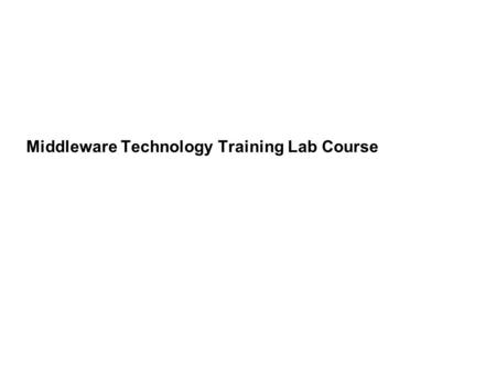 Middleware Technology Training Lab Course. Outline  Lab introduction  Create Web services  Business modeling  Implement a business process  Integrate.