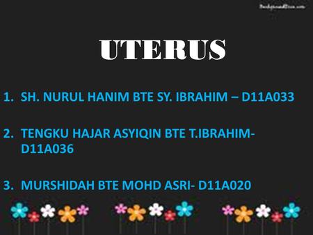 UTERUS SH. NURUL HANIM BTE SY. IBRAHIM – D11A033