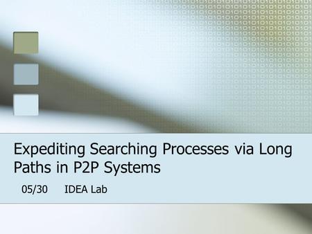 Expediting Searching Processes via Long Paths in P2P Systems 05/30 IDEA Lab.