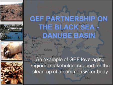 GEF PARTNERSHIP ON THE BLACK SEA - DANUBE BASIN An example of GEF leveraging regional stakeholder support for the clean-up of a common water body.