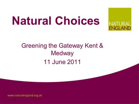 Natural Choices Greening the Gateway Kent & Medway 11 June 2011.