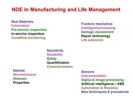 NDE in Manufacturing and Life Management