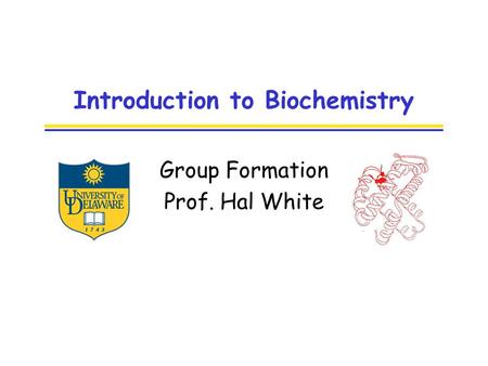 Introduction to Biochemistry Group Formation Prof. Hal White.