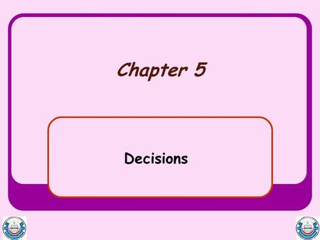 Chapter 5 Decisions. Outline and Objectives Relational and Logical Operators If Blocks Select Case Blocks.