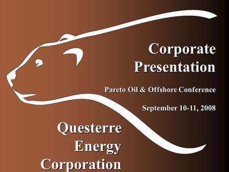 Corporate Presentation Questerre Energy Corporation