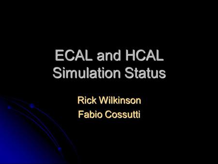 ECAL and HCAL Simulation Status Rick Wilkinson Fabio Cossutti.