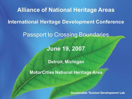 Alliance of National Heritage Areas