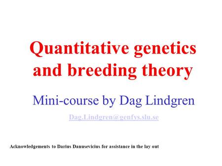 Quantitative genetics and breeding theory
