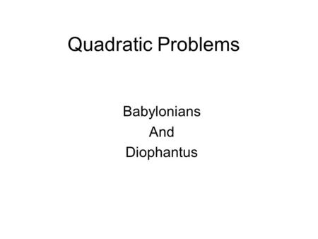 Babylonians And Diophantus