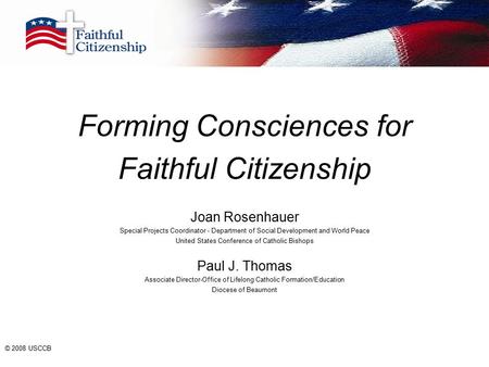 Forming Consciences for Faithful Citizenship