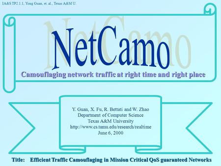 NetCamo Camouflaging network traffic at right time and right place