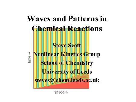 Waves and Patterns in Chemical Reactions Steve Scott Nonlinear Kinetics Group School of Chemistry University of Leeds