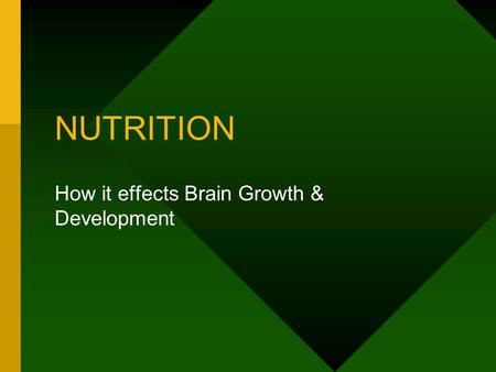 NUTRITION How it effects Brain Growth & Development.