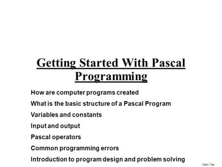 Getting Started With Pascal Programming