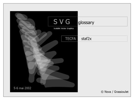 © Nova / Grassioulet 5-6 mai 2002 TECFA staf2x S V G glossary Scalable Vector Graphics.