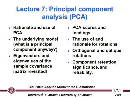 Lecture 7: Principal component analysis (PCA)