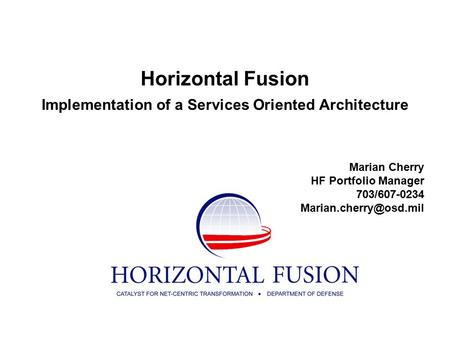 Horizontal Fusion Implementation of a Services Oriented Architecture