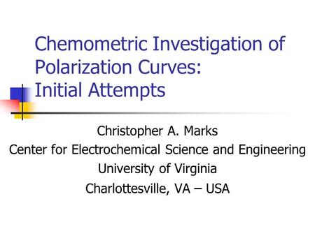 Chemometric Investigation of Polarization Curves: Initial Attempts