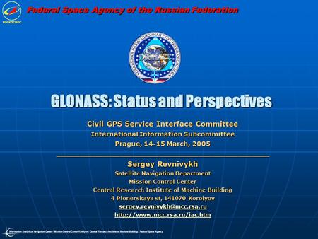 GLONASS: Status and Perspectives