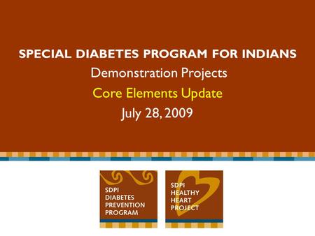 Special Diabetes Program for Indians Competitive Grant Program SPECIAL DIABETES PROGRAM FOR INDIANS Demonstration Projects Core Elements Update July 28,