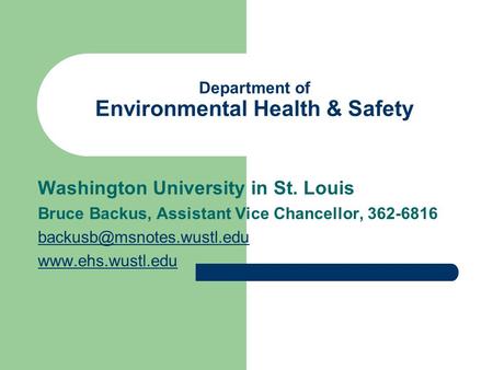 Department of Environmental Health & Safety