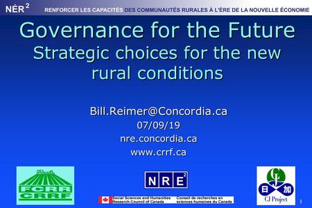 1 Governance for the Future Strategic choices for the new rural conditions