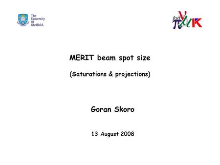 MERIT beam spot size (Saturations & projections) Goran Skoro 13 August 2008.