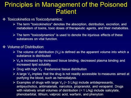Principles in Management of the Poisoned Patient