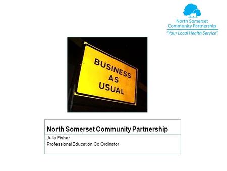 North Somerset Community Partnership Julie Fisher Professional Education Co Ordinator.