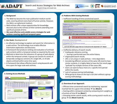 Search and Access Strategies for Web Archives Sangchul Song and Joseph JaJa 3. Existing Access Methods 1. Background o The Web has become the main publication.