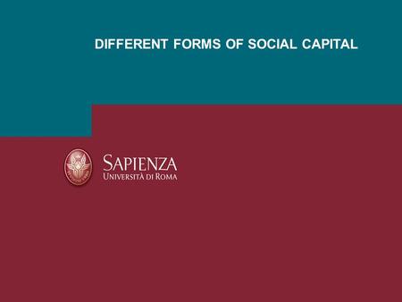 DIFFERENT FORMS OF SOCIAL CAPITAL. 1 SOCIAL CAPITAL One of the most popular definitions of social capital refers to the set of «features of social life.