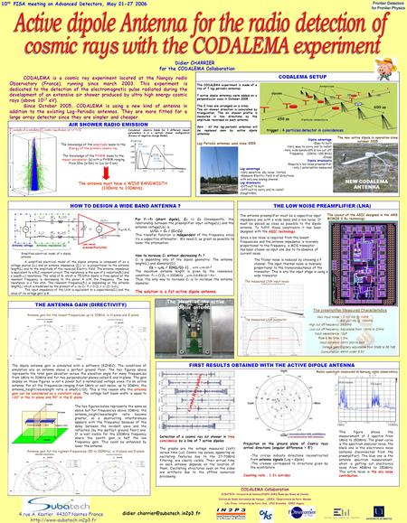10 th PISA meeting on Advanced Detectors, May 21-27 2006 The knowledge of the amplitude leads to the Energy of the primary cosmic ray The Knowledge of.