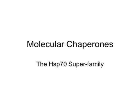 Molecular Chaperones The Hsp70 Super-family. Pathways For Protein Folding.