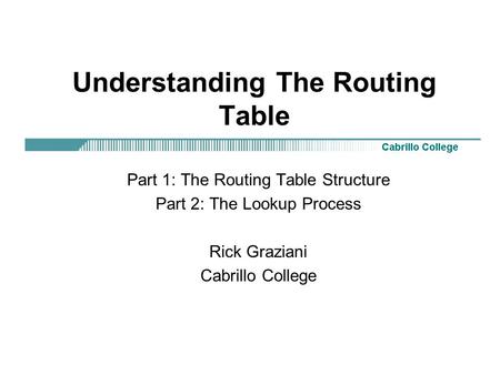 Understanding The Routing Table