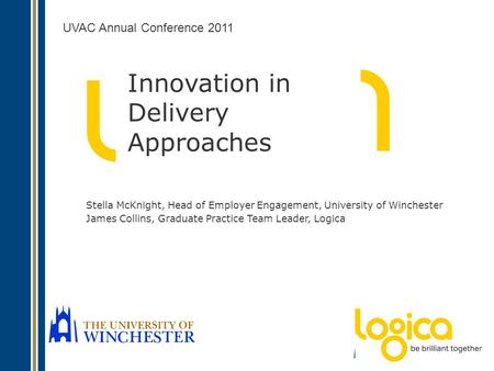 Innovation in Delivery Approaches Stella McKnight, Head of Employer Engagement, University of Winchester James Collins, Graduate Practice Team Leader,
