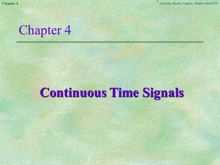 Continuous Time Signals