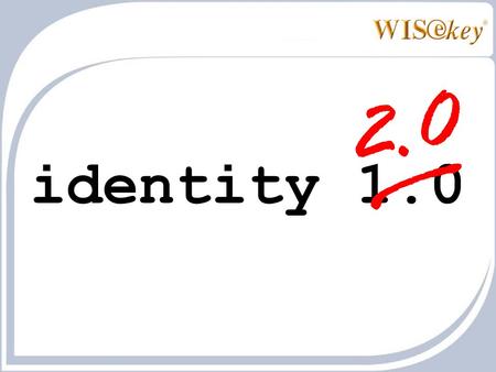 Identity 1.0 2.0 /. Citizen Centric Model Digital Identity.