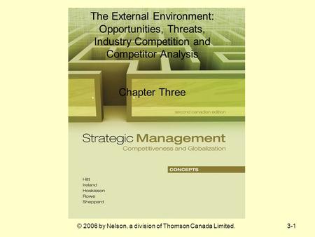 © 2006 by Nelson, a division of Thomson Canada Limited.3-1 The External Environment: Opportunities, Threats, Industry Competition and Competitor Analysis.